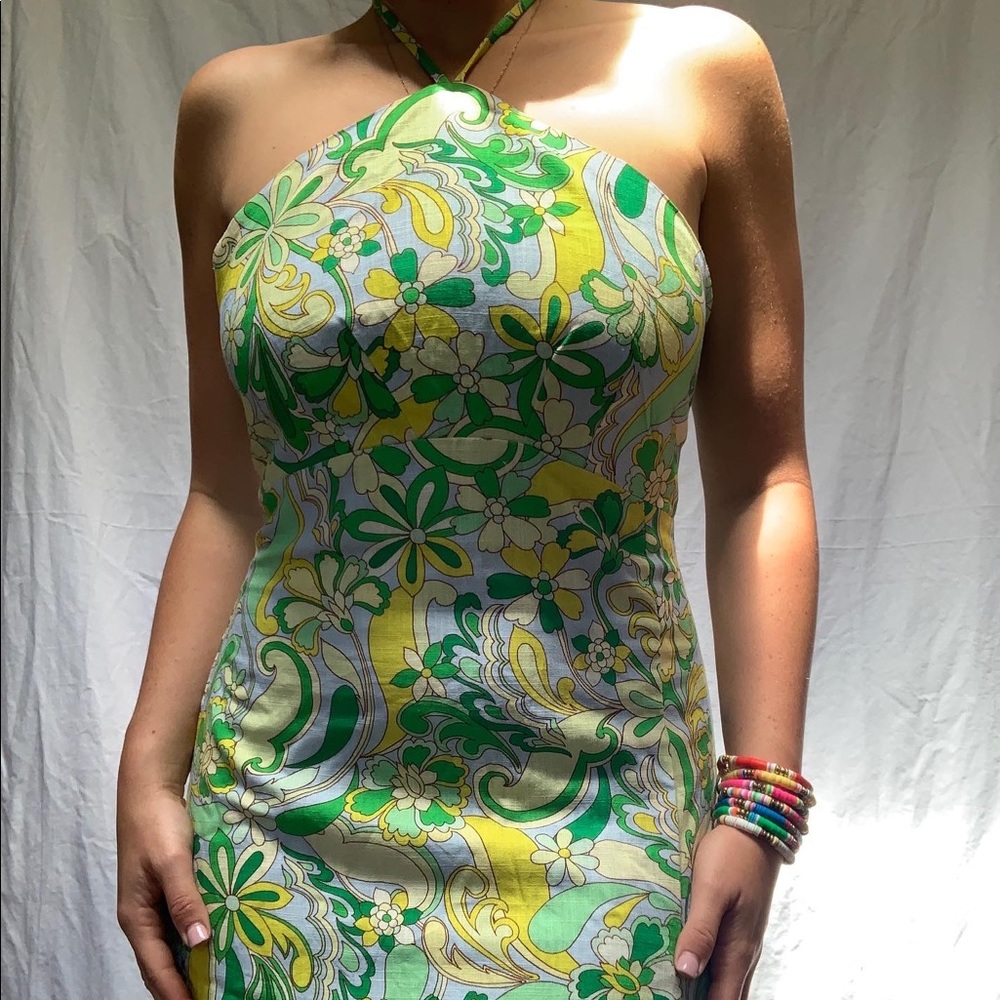 NWT Showpo linen retro print midi dress